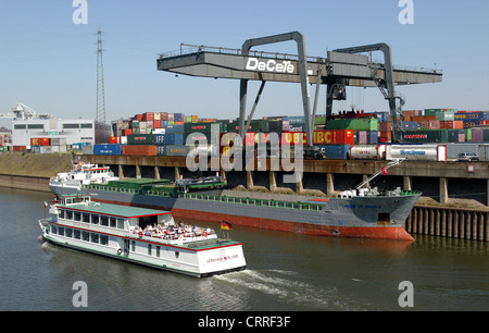 Container terminal in the Port of Duisburg Stock Photo