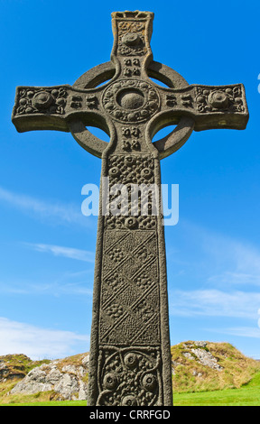 St Johns cross replica St Marys abbey Island of Iona Inner Hebrides Argyll and Bute Scotland UK GB EU Europe Stock Photo