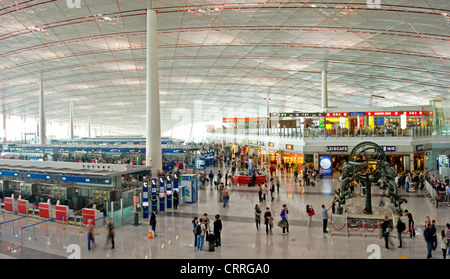 Slow shutter speed for motion blur of the Lobby area of Terminal 3 at Beijing Capital International Airport. Stock Photo