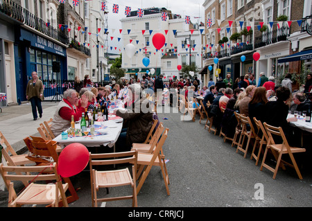 Queens Diamond  Jubilee street party in London June 2012 Stock Photo