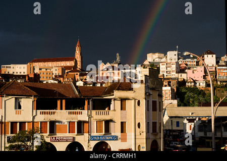 Faravohitra District and Andohalo Church, Antananarivo, Madagascar Stock Photo