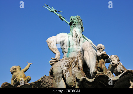 Berlin, Germany. Neptunbrunnen / Neptune Fountain (Reinhold Begas; 1886) in Rathausvorplatz. Detail Stock Photo