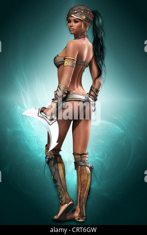 portrait of a female Amazon warrior in fantasy style Stock Photo