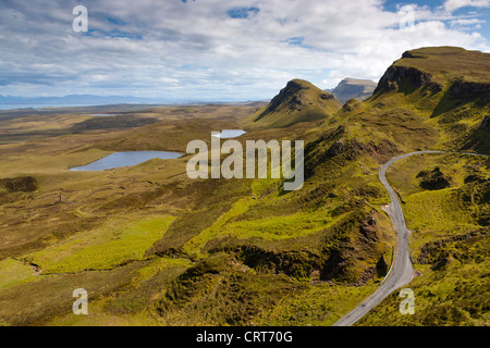 View over Loch Leum na Luirginn and Loch Cleat, the northernmost summit of the Trotternish Ridge on the Isle of Skye Stock Photo