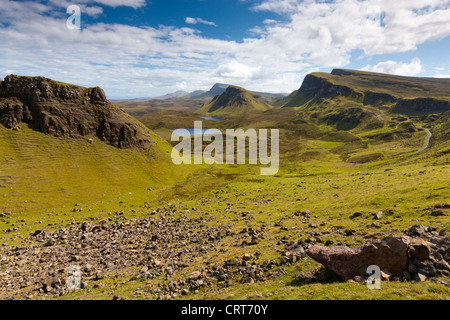 View over Loch Leum na Luirginn and Loch Cleat, the northernmost summit of the Trotternish Ridge on the Isle of Skye Stock Photo