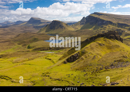 View over Loch Leum na Luirginn and Loch Cleat, the northernmost summit of the Trotternish Ridge on the Isle of Skye Stock Photo