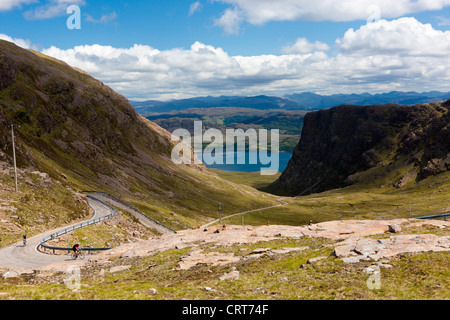 View from Bealach na Ba towards Loch Kishorn, Wester Ross in the North West Highlands of Scotland, United Kingdom, Europe, Stock Photo