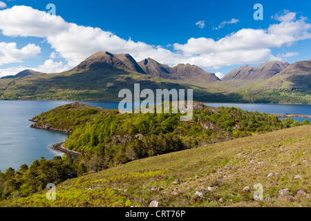 View from Creag an Eirich towards the Upper Loch Torridon near Inveralligin, Wester Ross in the North West Highlands Stock Photo