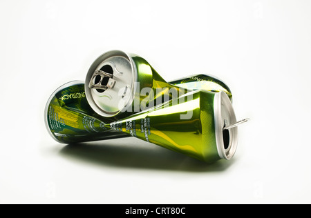 Crushed empty beer cans Stock Photo
