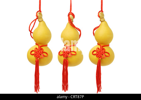 Chinese New Year Bottle Gourd Ornaments on White Background Stock Photo