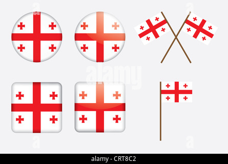 set of badges with flag of Georgia illustration Stock Photo