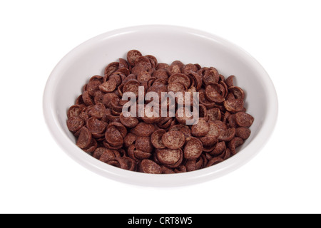 bowl from chocolate corn flakes, photo on the white Stock Photo