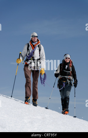 Alpine climbers on the Dome du Gouter Mont Blanc Stock Photo