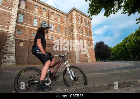 Europe Italy Piedmont Province of Turin Rivoili the castle in bike Stock Photo