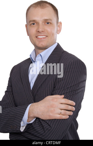 Full length of successful young business man isolated on white background Stock Photo