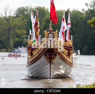 Royal barge Gloriana sailing on the Thames during the Queen's Diamond Jubilee year Stock Photo