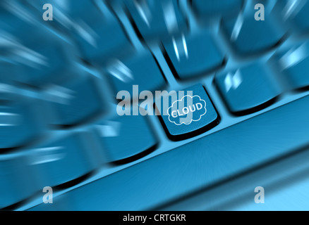 Cloud Computing Concept - Detail of Key With Cloud Symbol on Keyboard Stock Photo