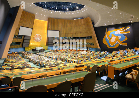 Interior of the United Nations General Assembly May 21, 2012 in New York, NY. Stock Photo