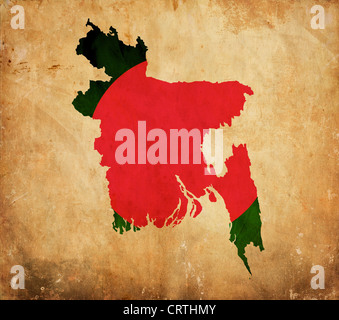 Vintage paper map of Bangladesh Stock Photo - Alamy