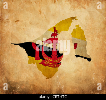 Vintage paper map of Brunei Stock Photo - Alamy