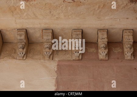 Original carving outside the Amber Palace Rajasthan India Stock Photo