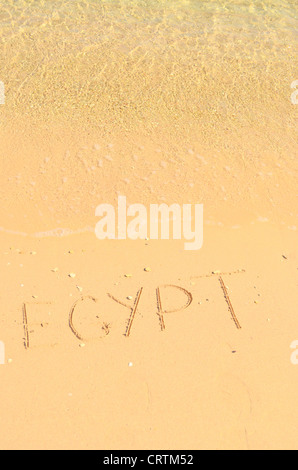 word Egypt written on sand Stock Photo