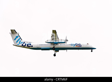 FLybe Bombardier Dash 8 Q400 Airliner G-JECZ on Approach to London Gatwick Airport West Sussex England United Kingdom Stock Photo