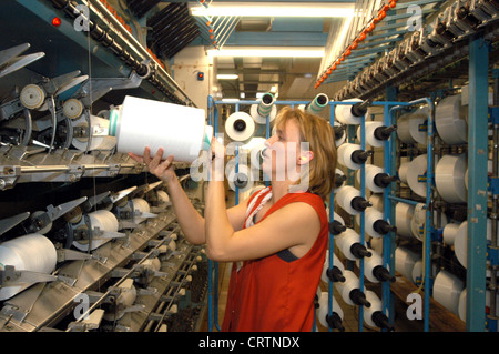 Chemical fiber production at Trevira, Guben Stock Photo