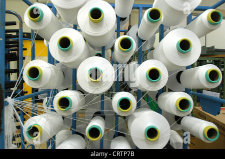 Chemical fiber production at Trevira, Guben Stock Photo