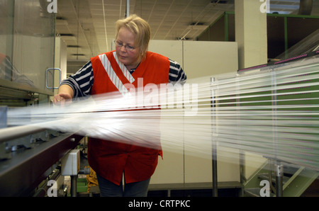 Chemical fiber production at Trevira, Guben Stock Photo