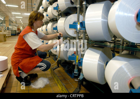 Chemical fiber production at Trevira, Guben Stock Photo