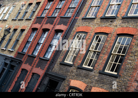 Fournier street, Victorian terraced houses. Spitalfields, Tower Hamlets, East End. London. England Stock Photo