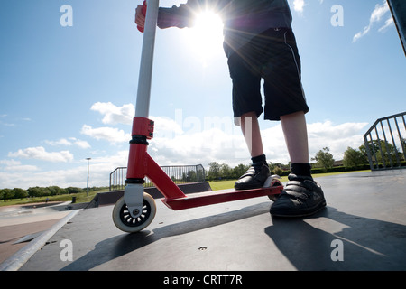 scooter rider in urban skate park Stock Photo