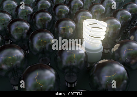 Fluorescent light bulb Stock Photo