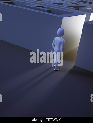 3D character entering a maze Stock Photo