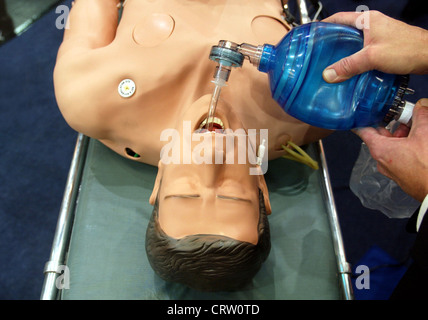 Beatmungsuebung on a doll, Medica Fair Duesseldorf Stock Photo
