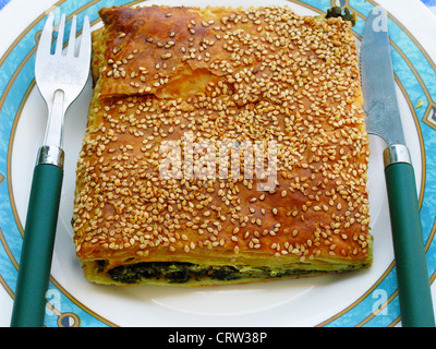 Greek Cuisine. Spanakopita. Spinach and Cheese Pie Stock Photo