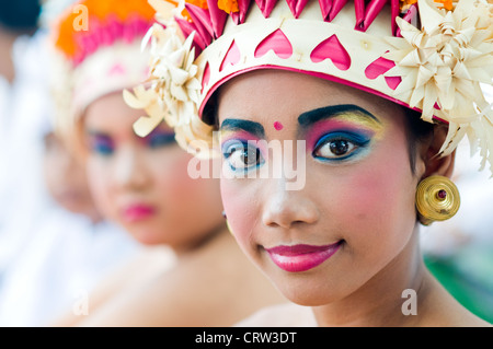 Young female Balinese dancers Bali Bali Province Lesser 