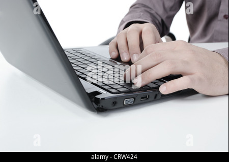 Hands on the laptop keyboard. Stock Photo