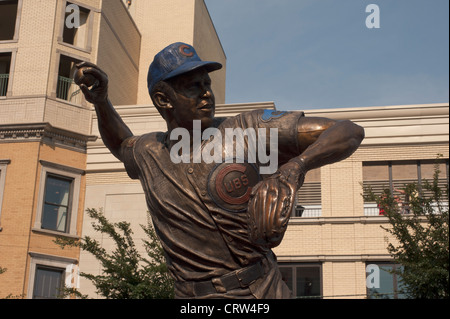 Chicago, Illinois, USA. The statue of Chicago Cubs Hall-of-Famer
