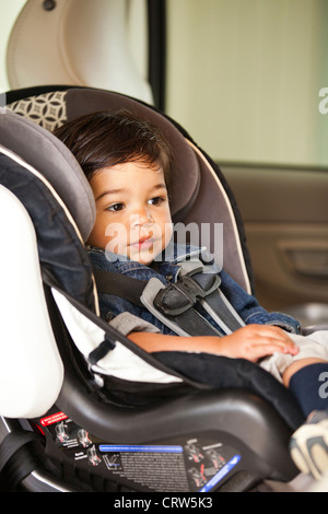 boy in car seat Stock Photo