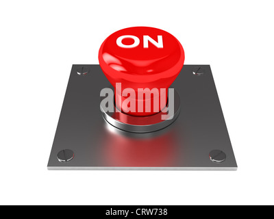 Button on metal. 3d rendered image Stock Photo