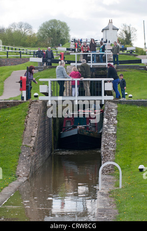 Foxton Locks, located on the Leicester line of the Grand Union Canal, Leicestershire, England, UK Stock Photo