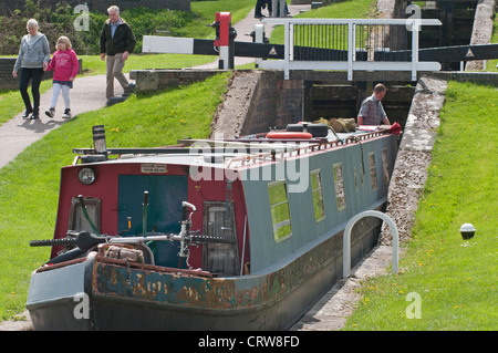 Foxton Locks, located on the Leicester line of the Grand Union Canal, Leicestershire, England, UK Stock Photo