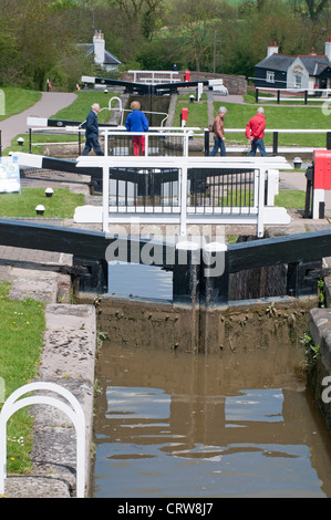 Foxton Locks, located on the Leicester line of the Grand Union Canal, Leicestershire, England, UK Stock Photo