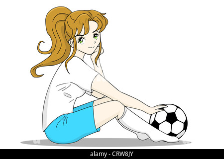 Girl with football Stock Photo