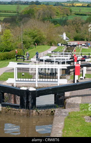 Foxton Locks, located on the Leicester line of the Grand Union Canal, Leicestershire, England, UK Stock Photo