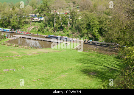 Foxton Locks, located on the Leicester line of the Grand Union Canal, Leicestershire, England, UK Stock Photo