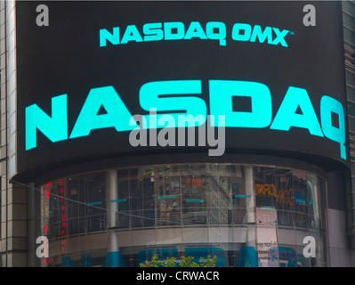 Nasdaq stock market sign in Times Square Stock Photo