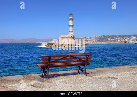 Lighthouse, Chania, Crete, Greece Stock Photo